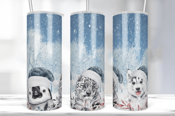 Animals Christmas Tumbler Wrap PNG