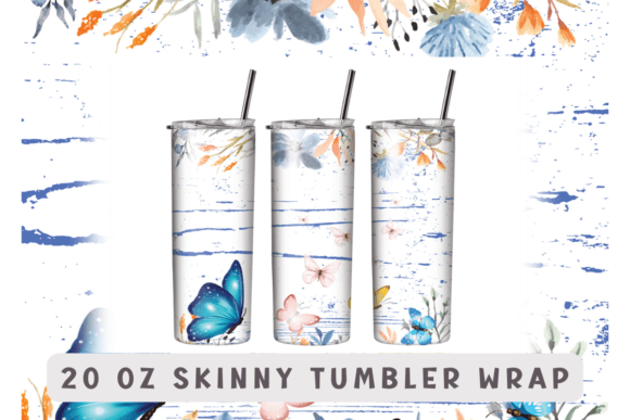 Butterfly Tumbler PNG 20 Oz Skinny