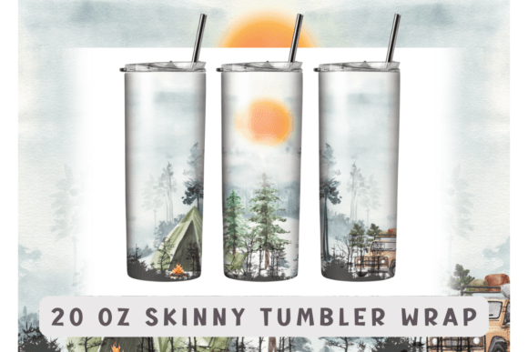 Camping Tumbler Wrap Camper 20oz Skinny