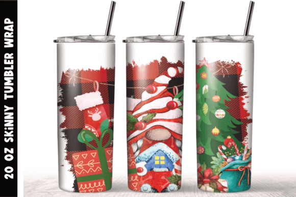 Christmas Plaid Gnome Tumbler Wrap