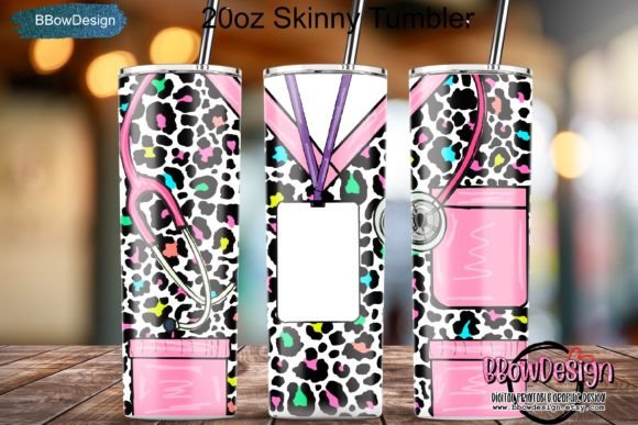 Colorful Leopard Nurse Scrubs Tumbler
