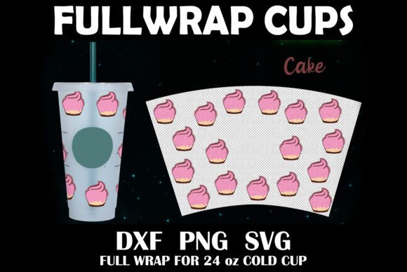 Full Wrap 24 Oz Cold Cup Cake Pattern