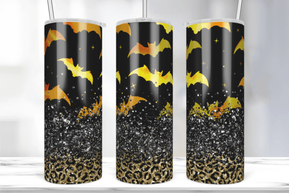 Glitter Halloween Bat Tumbler Wrap