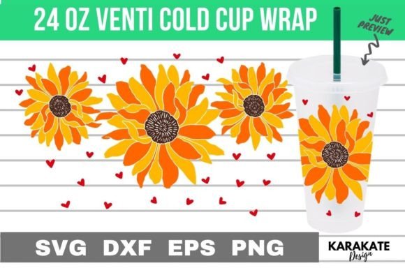 Heart Sunflower Venti Cup Wrap