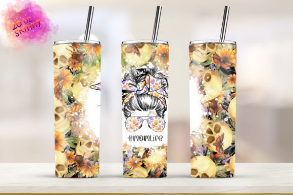 Mom Life Floral Skull 20oz Tumbler
