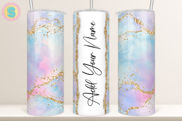 Pastel Glitter Agate Tumbler Wrap