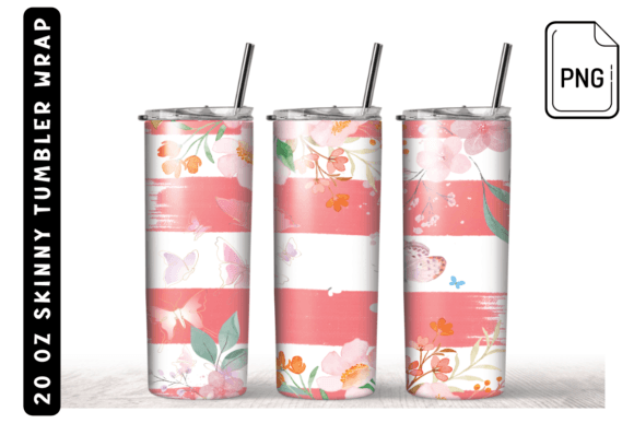 Pink Butterfly Watercolor Tumbler Wrap