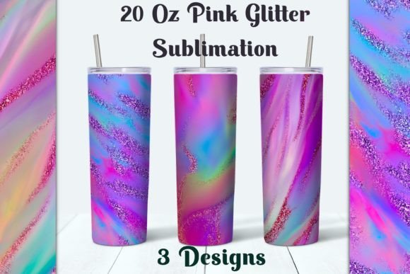 Pink Glitter Tumbler Sublimation Designs