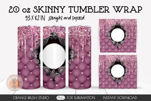 Pink Gothic Photo Frame Tumbler Wrap PNG