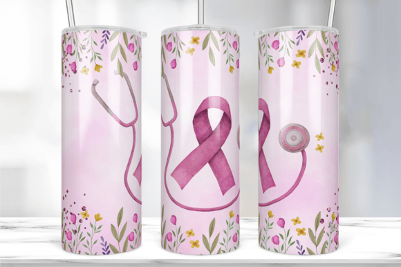 Pink Ribbon Breast Cancer Tumbler Wrap