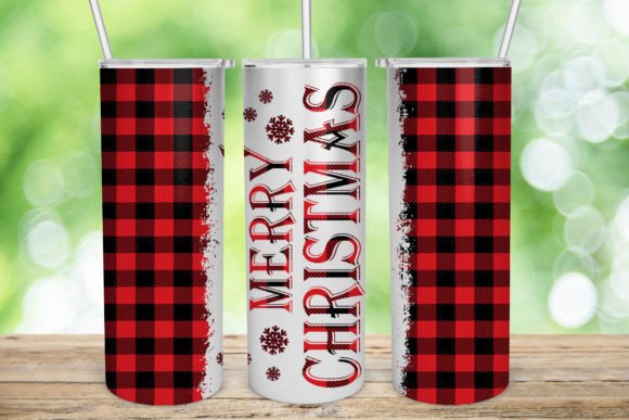 Plaid Merry Christmas 20 Skinny Tumbler