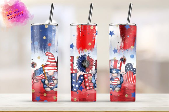 Skiny Tumbler 4th of July Gnomes