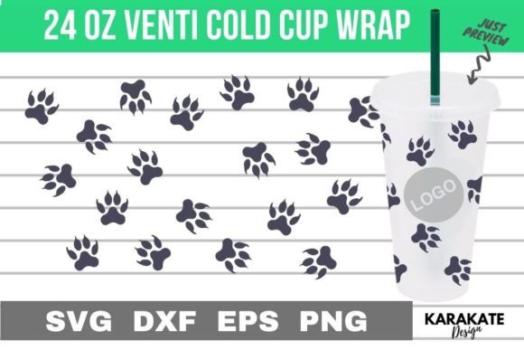 Small Dog Paws Venti Hole Wrap SVG