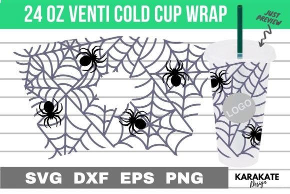 Spider Web, 24 Oz Venti Hole Wrap SVG