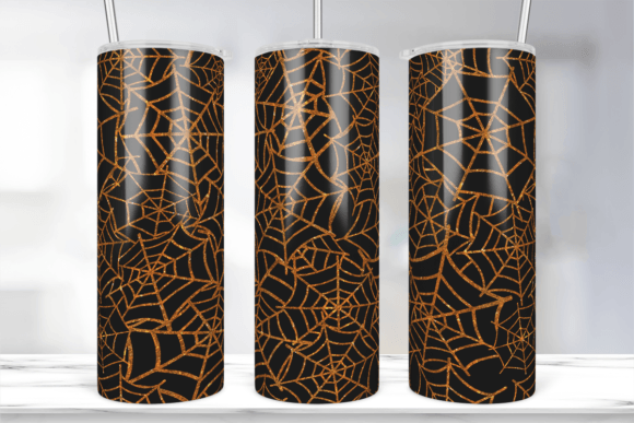 Spider Web Gold Glitter Tumbler Wrap