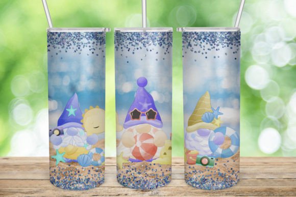 Summer Beach Gnome Tumbler Design