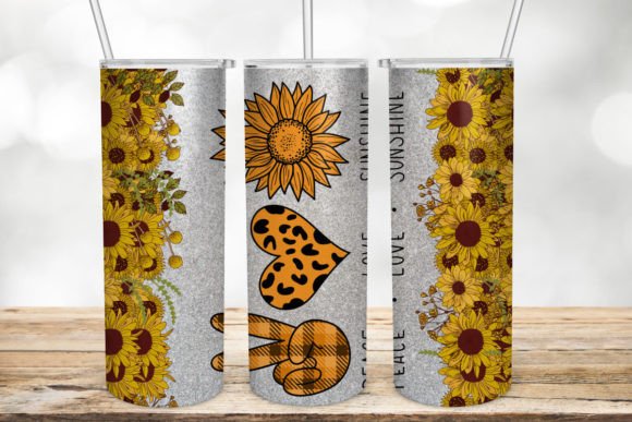 Sunflower Tumbler Peace Love Sunshine
