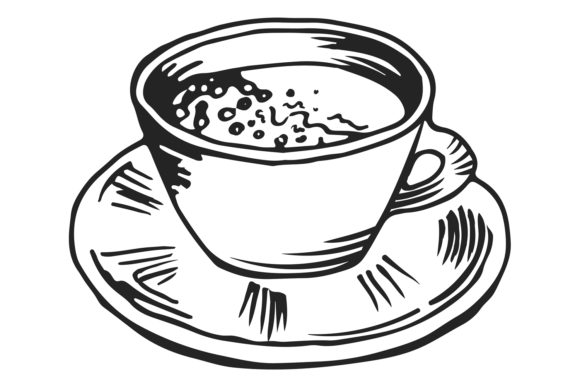 Tea Cup and Saucer Embroidery Design
