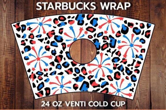USA Firework with Leopard 24oz Cold Cup