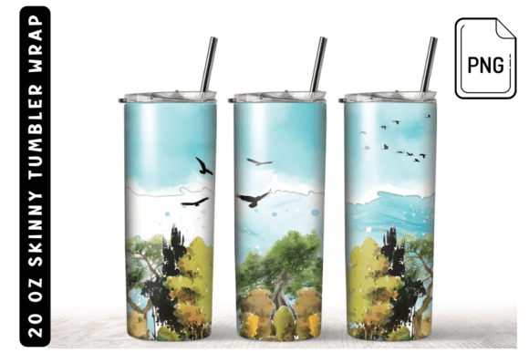 Watercolor Landscape Tumbler Sublimation